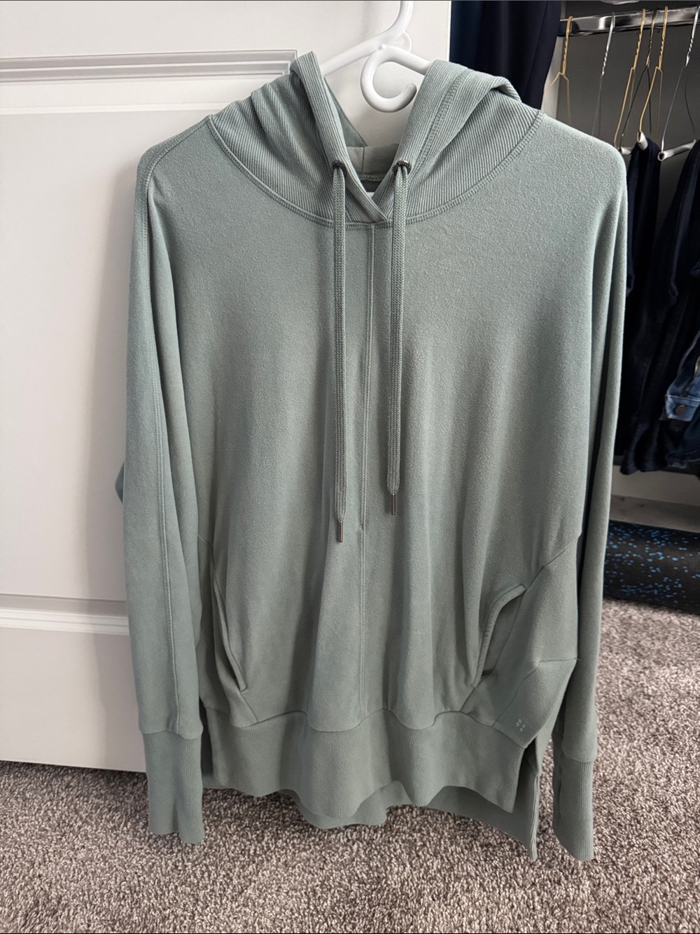 Sweaty Betty Sage Green Hoodie With Side Slit